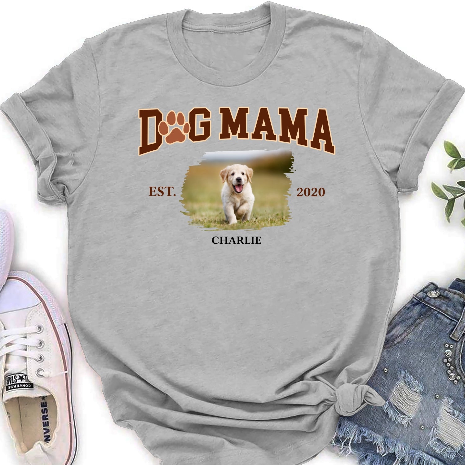 Customizable Dog Mama Photo Women's T-Shirt - Ideal Gift for Pet Lovers