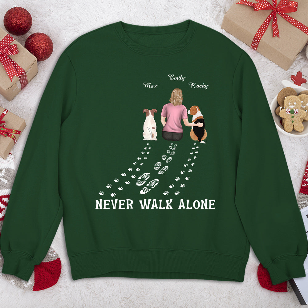 Personalized 'Never Walk Alone' Custom Sweatshirt for Pet Lovers