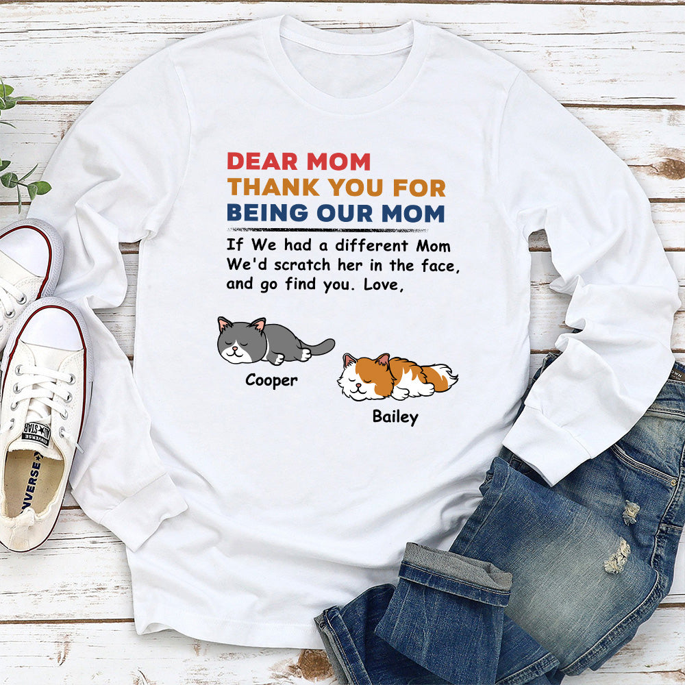 Customizable Personalized Long Sleeve T-shirt for Pet Lovers - Claw Her Face Design