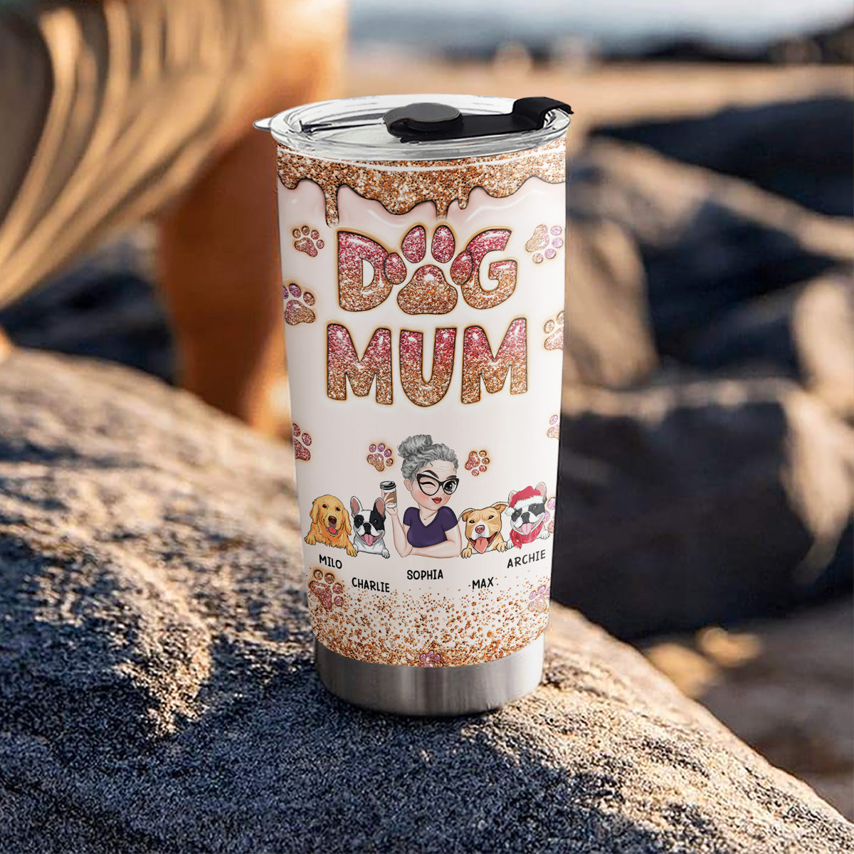 Personalized 3D Inflated Effect Tumbler for Lovely Dog Moms