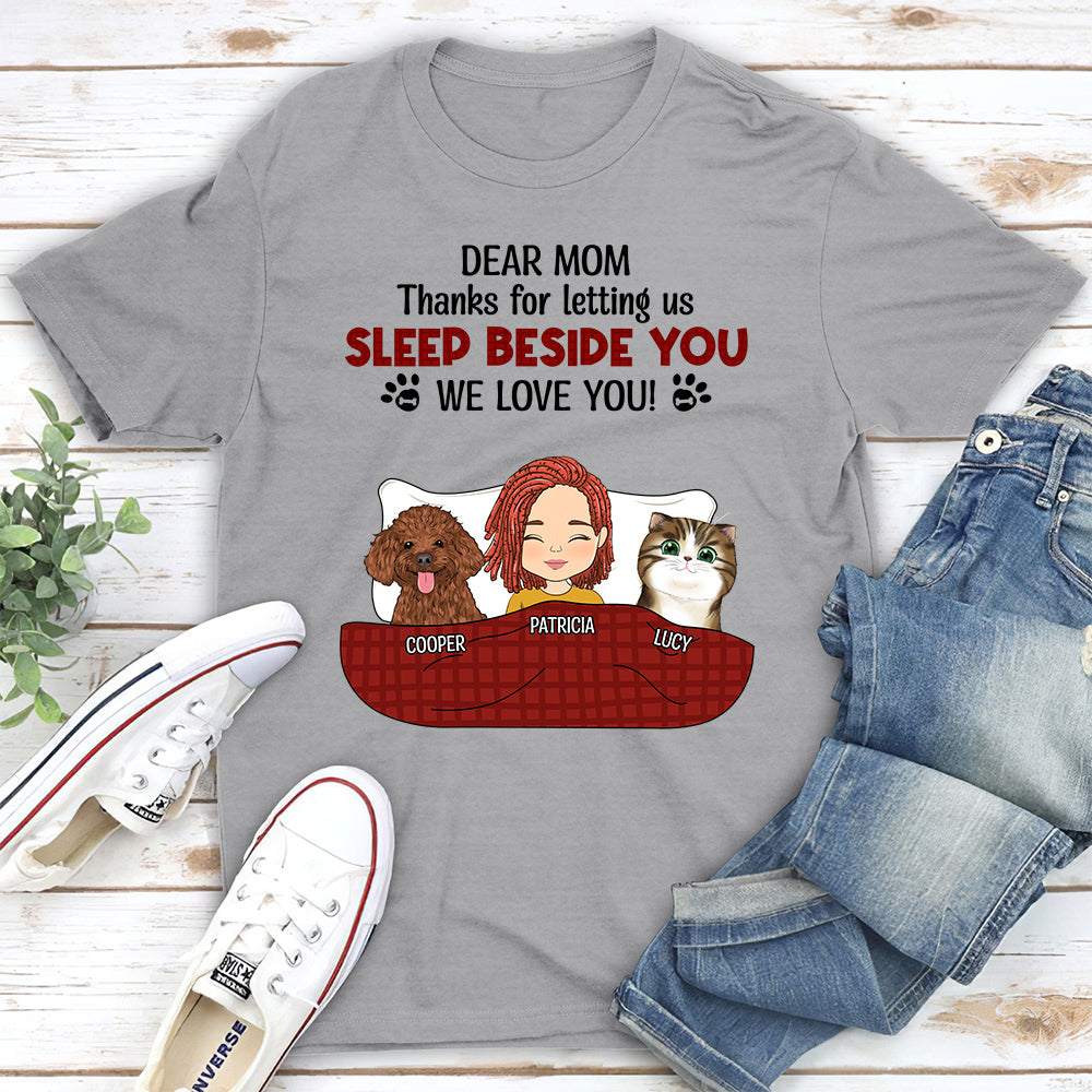 Personalized Custom Unisex 'Let Us Sleep Beside You' T-shirt for Pet Lovers