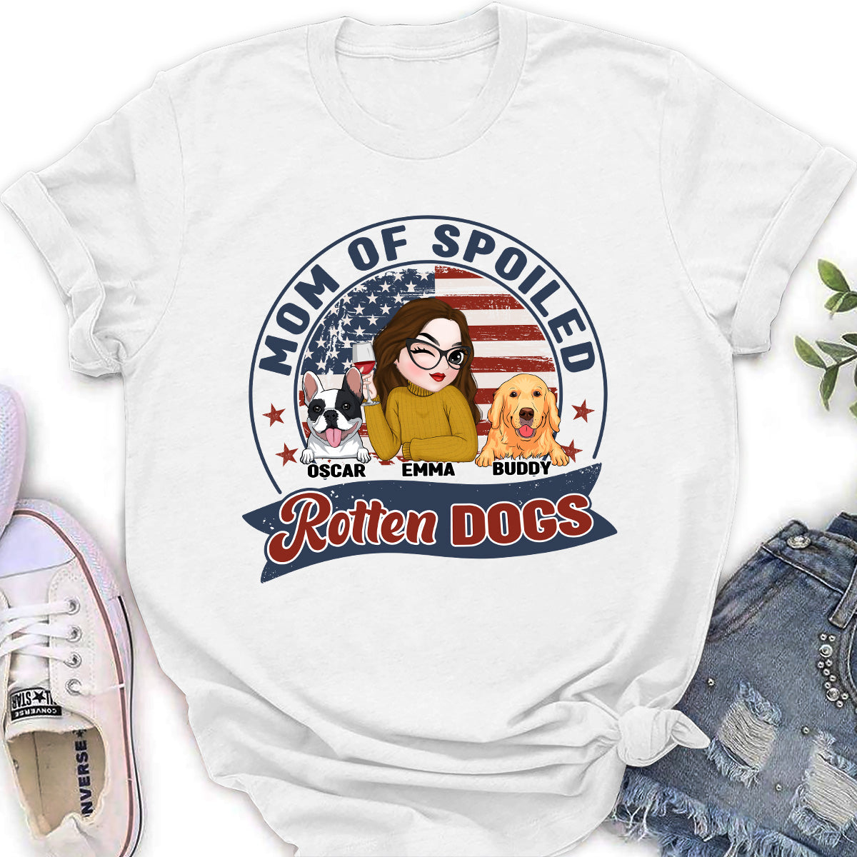 Personalized Custom Women's T-shirt for Proud Parents of Spoiled Dogs