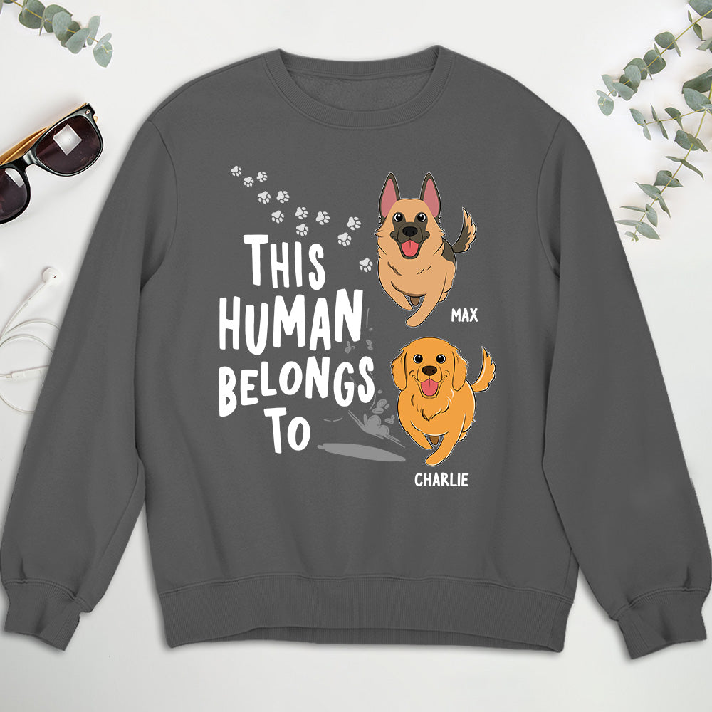 Personalized 'Human Belongs To Dogs' Custom Sweatshirt - Ideal Gift for Pet Lovers