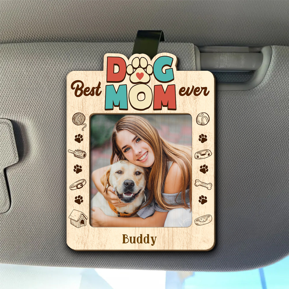 Personalized Best Dog Mom Ever Custom Car Visor Clip - Ideal Gift for Dog Lovers