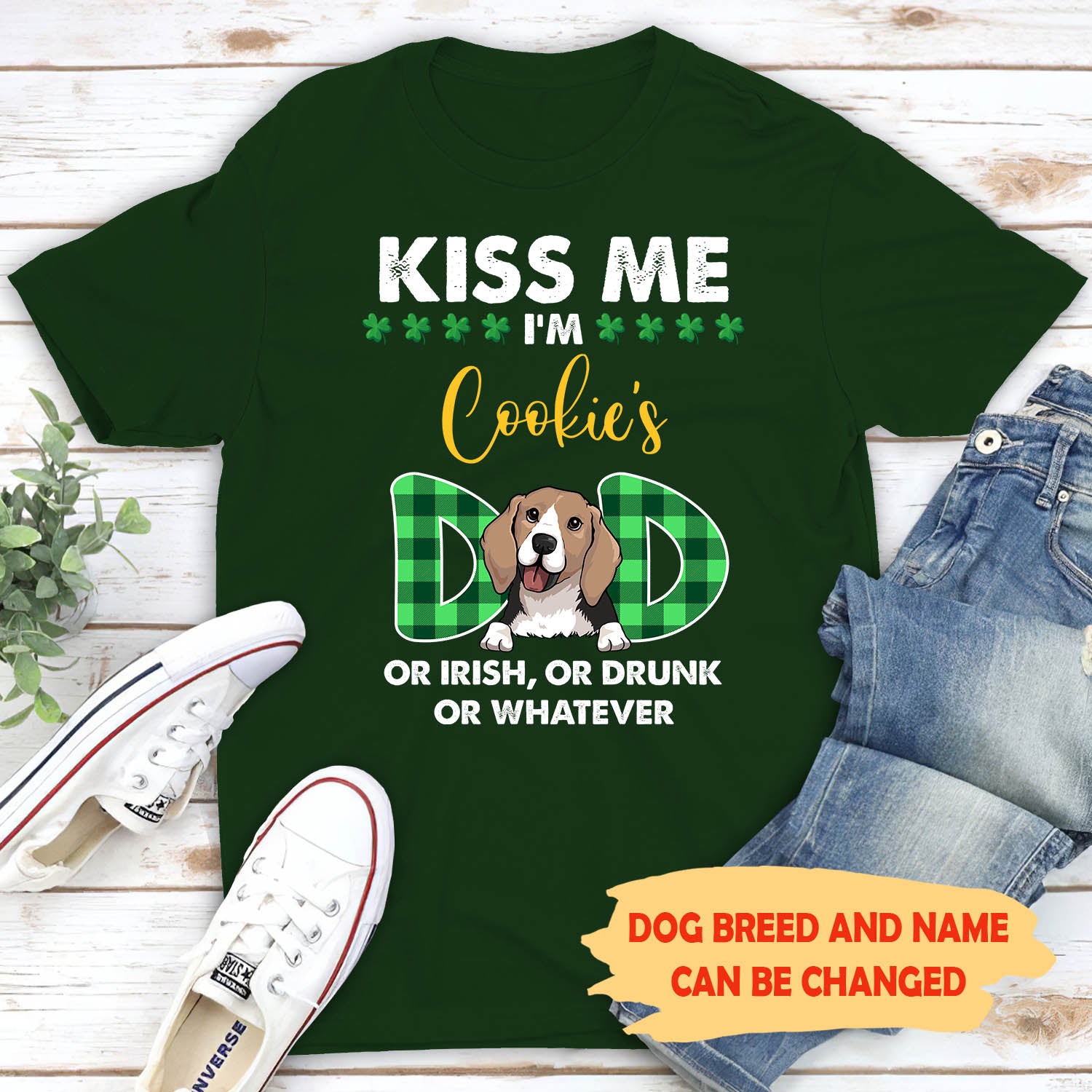 Customizable Unisex Kiss Me Dog Mom/Dad St. Patrick's Day T-shirt - Ideal Gift for Pet Lovers