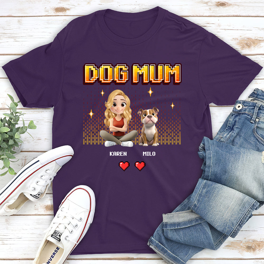 Customizable Dog Mom Pixel Unisex T-Shirt - Ideal Gift for Pet Lovers