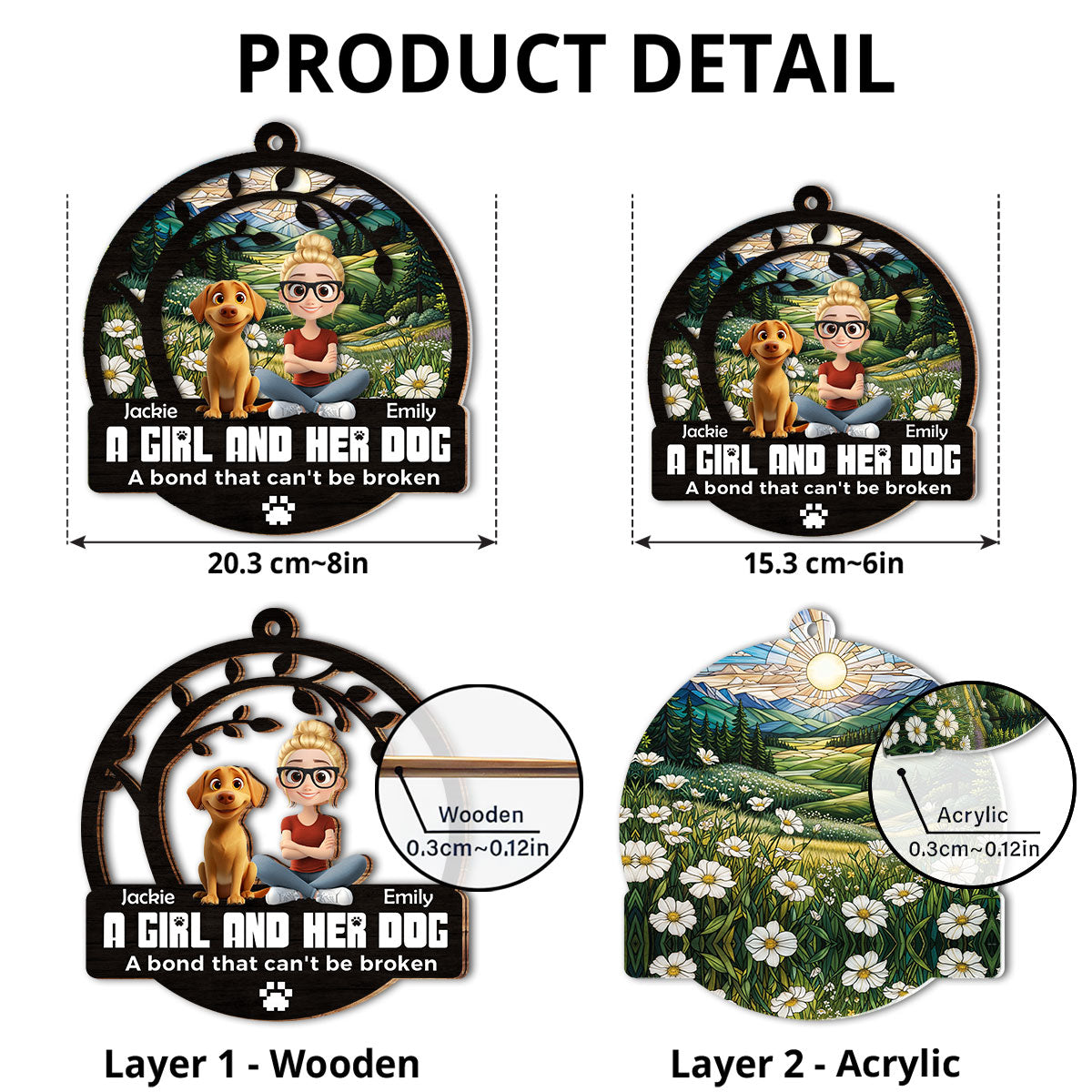 Personalized Custom Suncatcher: A Girl and Her Adorable Dogs
