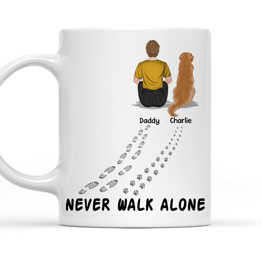 Personalized 'Never Walk Alone' Coffee Mug for Pet Lovers