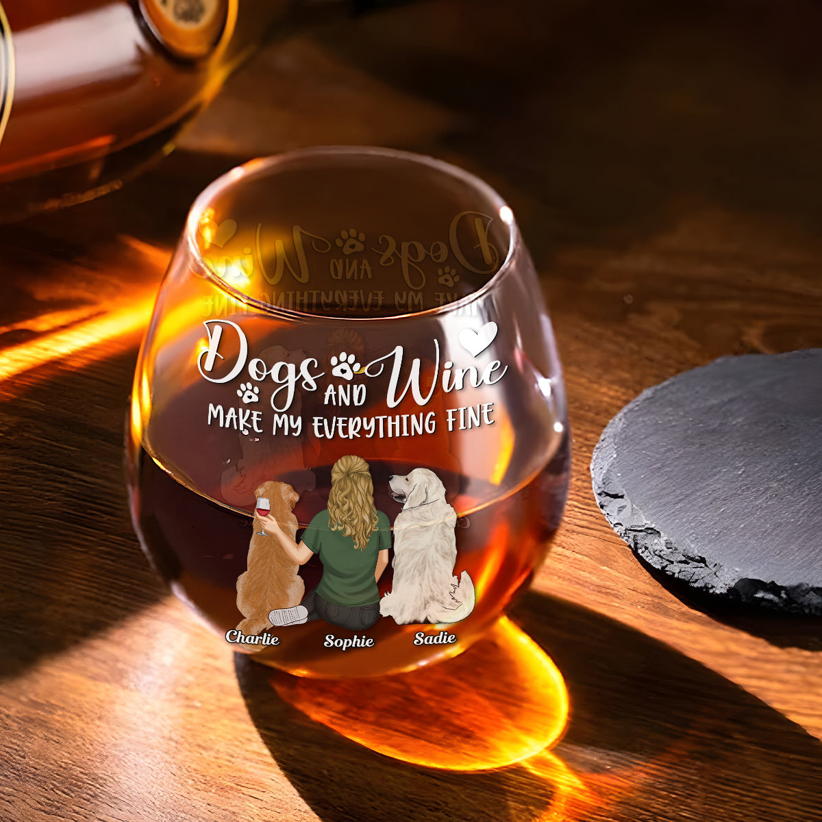 Personalized Custom Wine Glass - Dogs Make My Everything Fine for Special Occasions