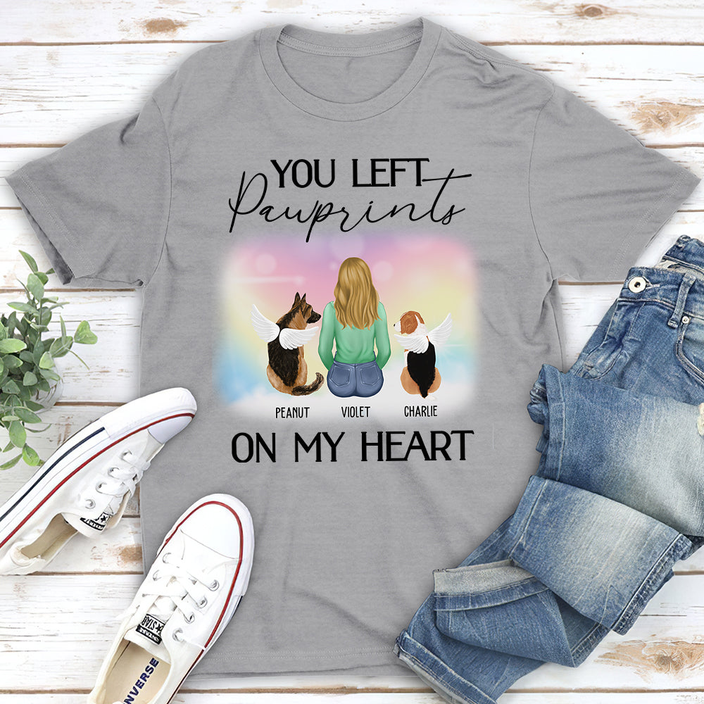Personalized 'You Left Pawprints' Unisex Memorial T-shirt for Pet Lovers