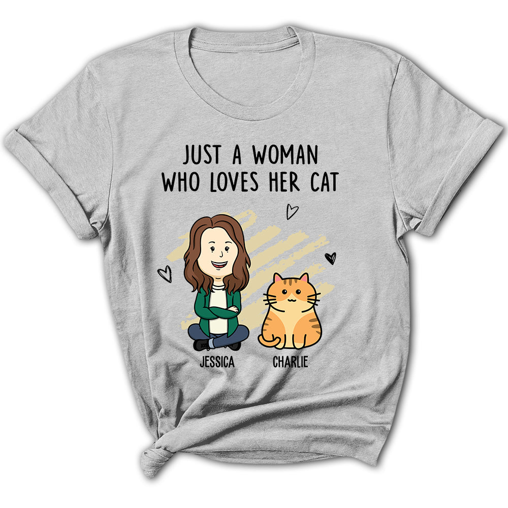 Personalized Custom Women's T-shirt Featuring a Woman With Cats - Ideal Gift for Pet Lovers