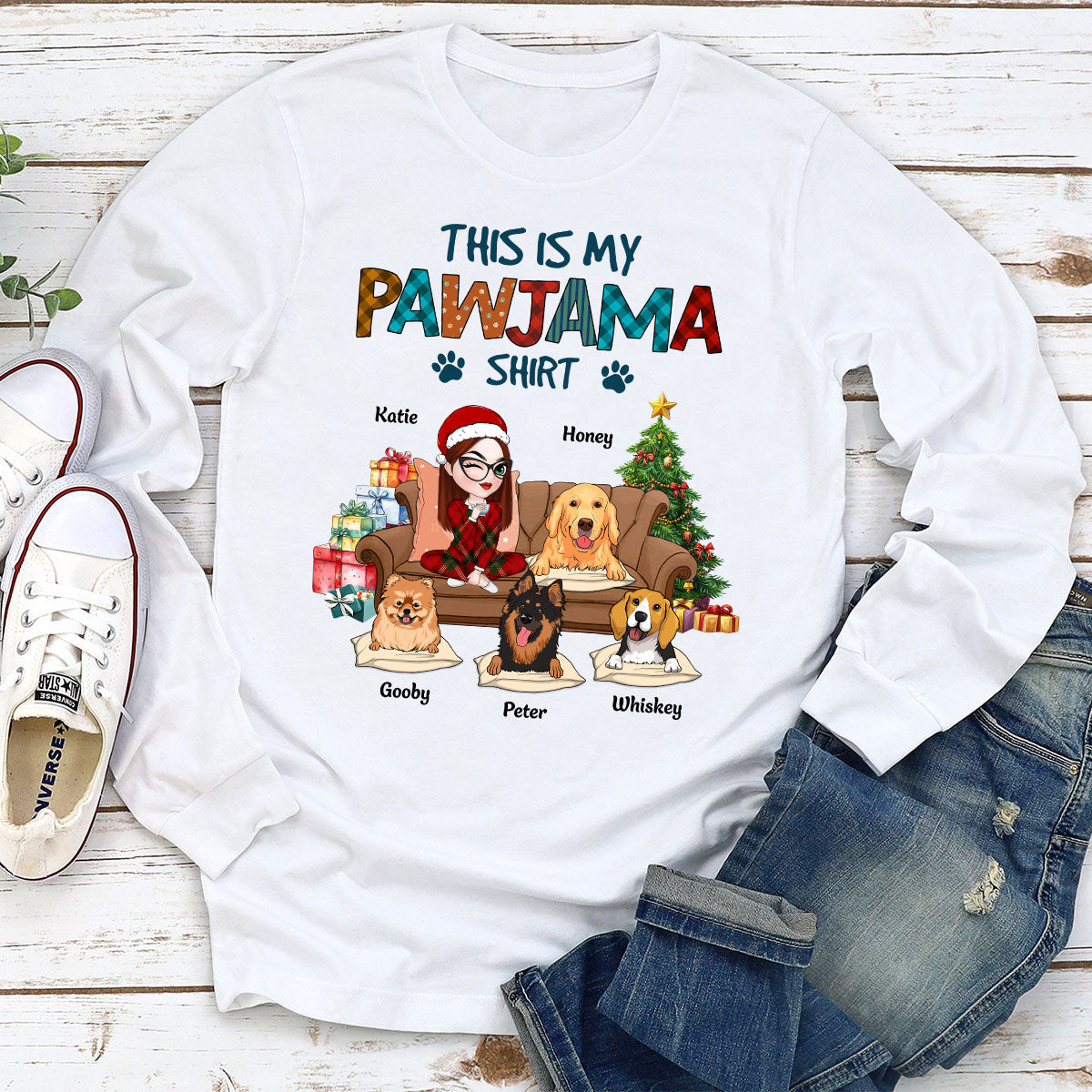 Customizable My Pawjama Personalized Long Sleeve Sleepshirt - Ideal Gift for Pet Lovers