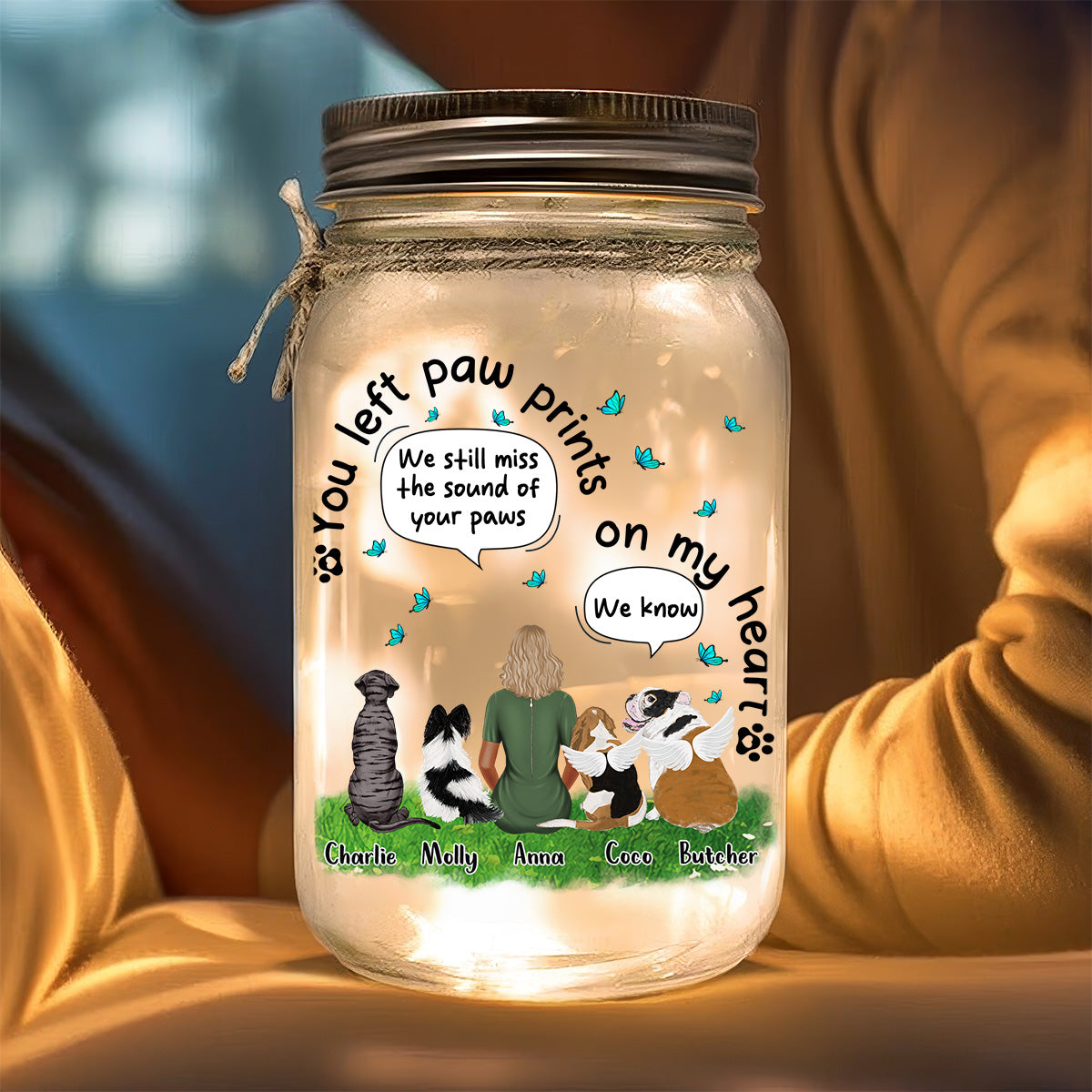 Pet Heart - Customizable Personalized Mason Jar Night Light
