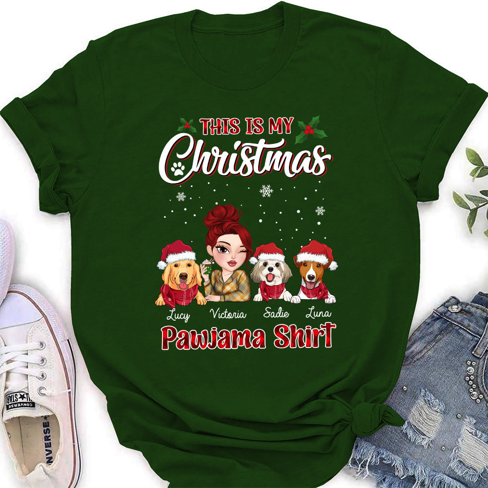 Personalized Christmas Pawjama Women's T-shirt - Ideal Gift for Pet Lovers