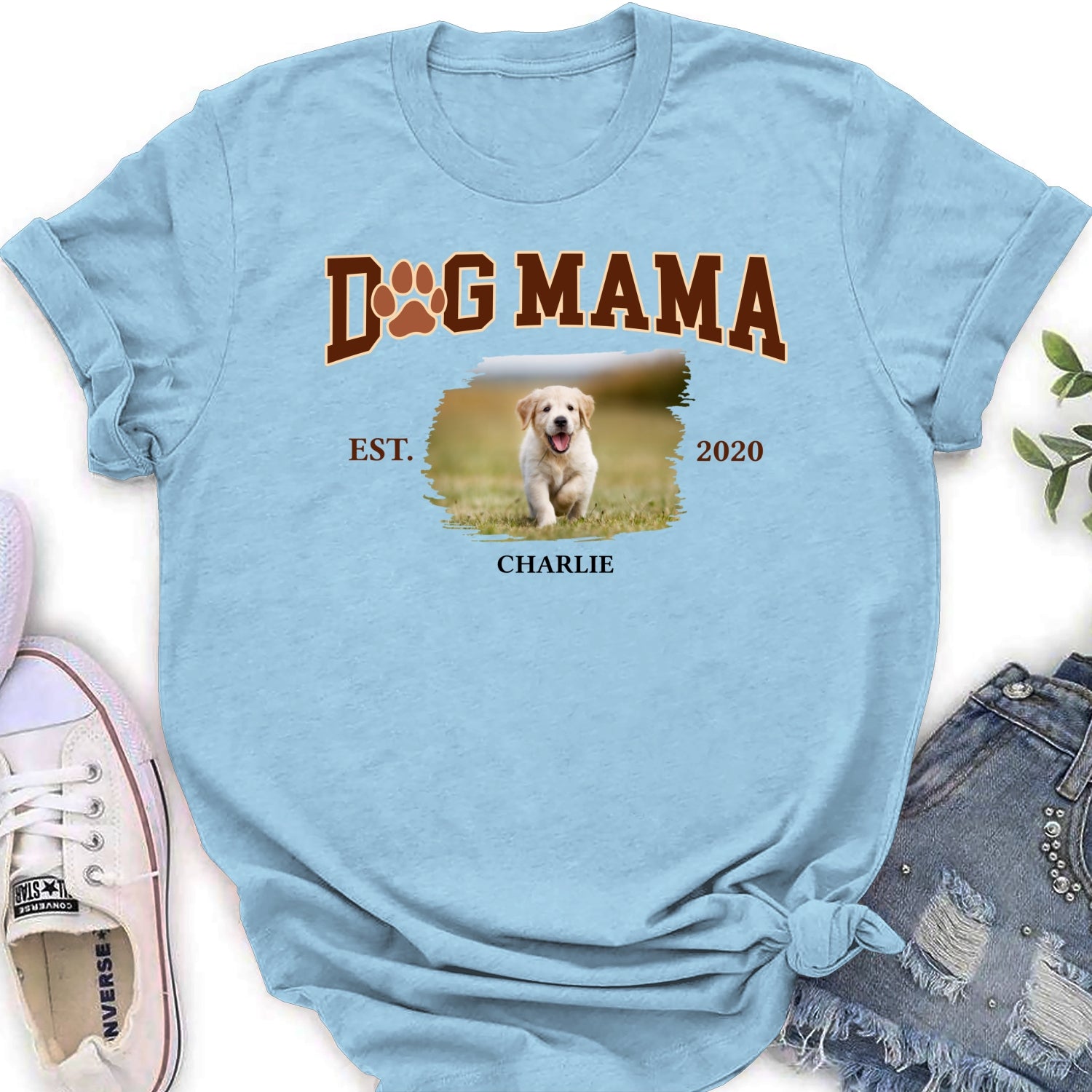 Customizable Dog Mama Photo Women's T-Shirt - Ideal Gift for Pet Lovers