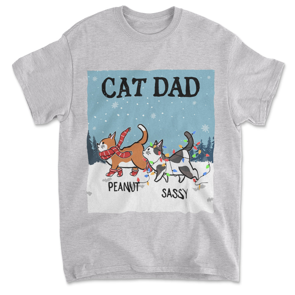 Customizable Unisex Cat Dad & Mom Winter T-shirt - Ideal Gift for Pet Lovers