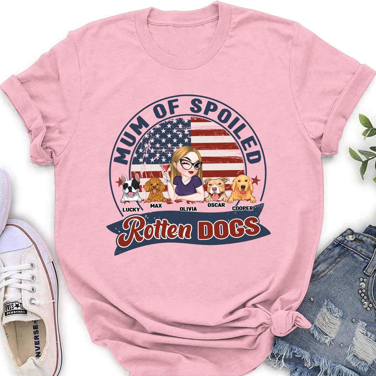 Personalized Custom Women's T-shirt for Proud Parents of Spoiled Dogs