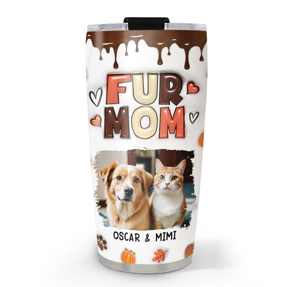Personalized 3D Inflated Effect Fall Tumbler for Pet Moms