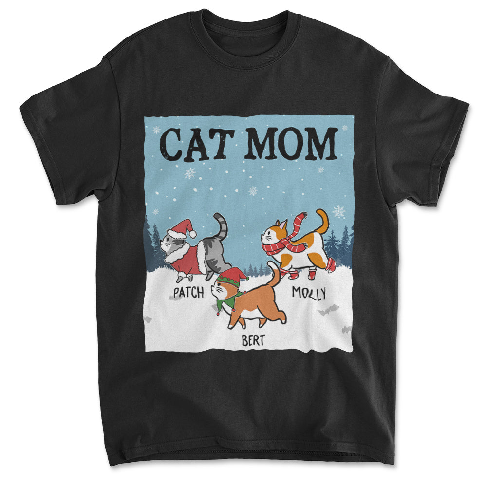 Customizable Unisex Cat Dad & Mom Winter T-shirt - Ideal Gift for Pet Lovers
