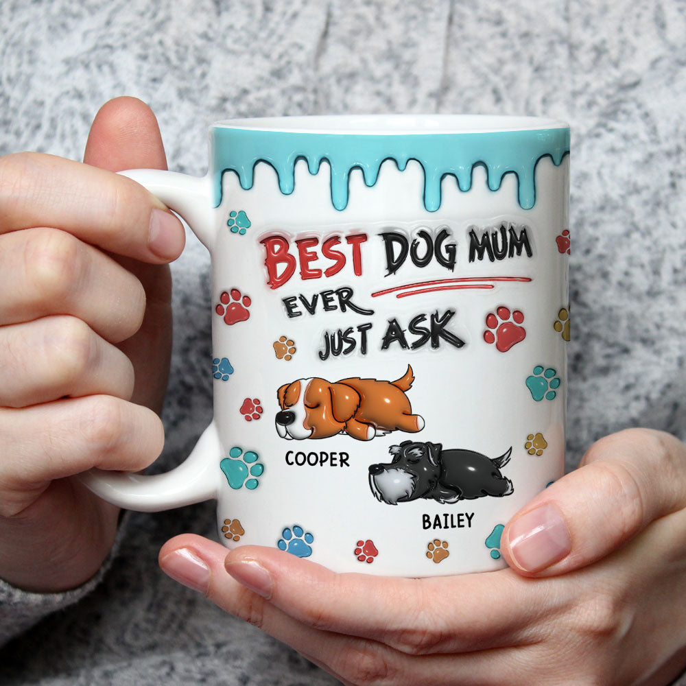 Best Dog Dad Ever - Personalized 3D Inflated Effect Custom Ceramic Mug