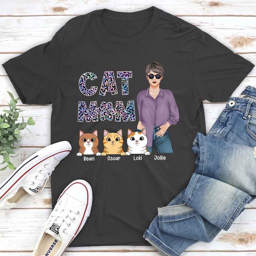 Personalized Cat Mom Pattern Unisex T-shirt - Ideal Gift for Pet Lovers