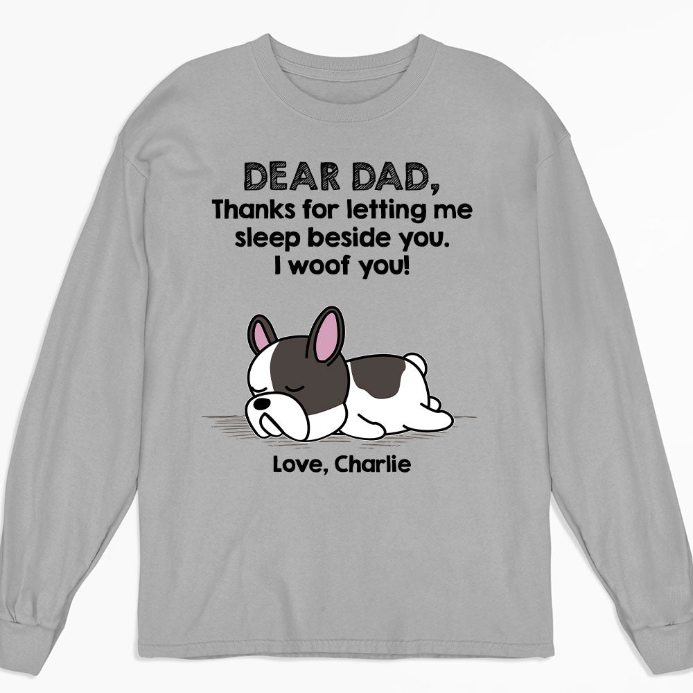 Sleep Beside Dog 2 - Customizable Personalized Long Sleeve Pet Lover T-shirt