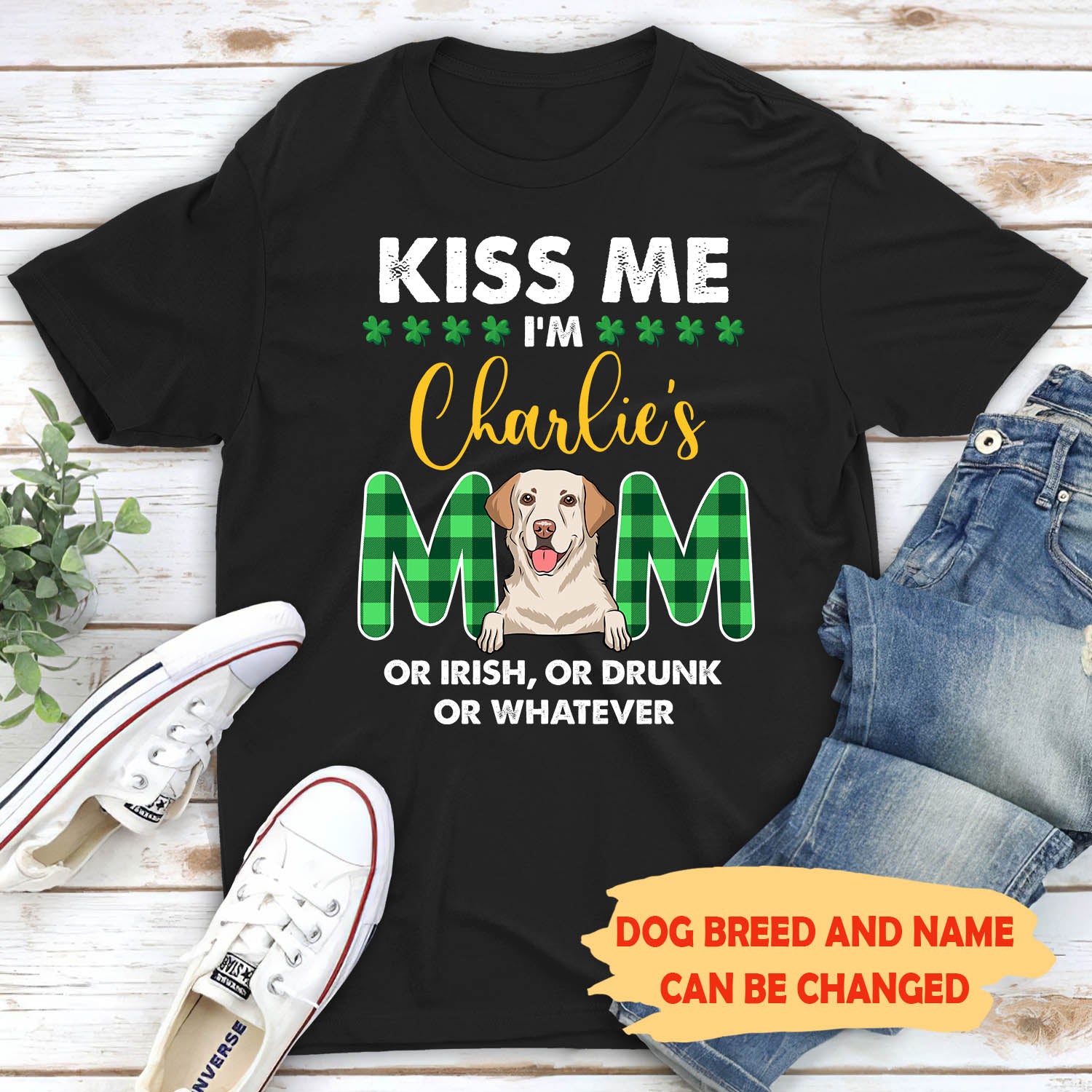 Customizable Unisex Kiss Me Dog Mom/Dad St. Patrick's Day T-shirt - Ideal Gift for Pet Lovers