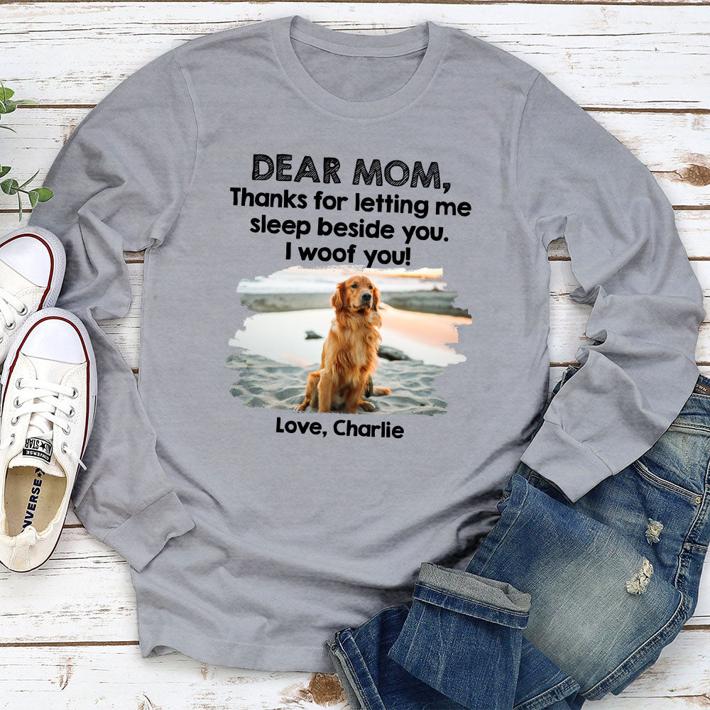 Sleep Beside Dog 2 - Customizable Personalized Long Sleeve Pet Lover T-shirt