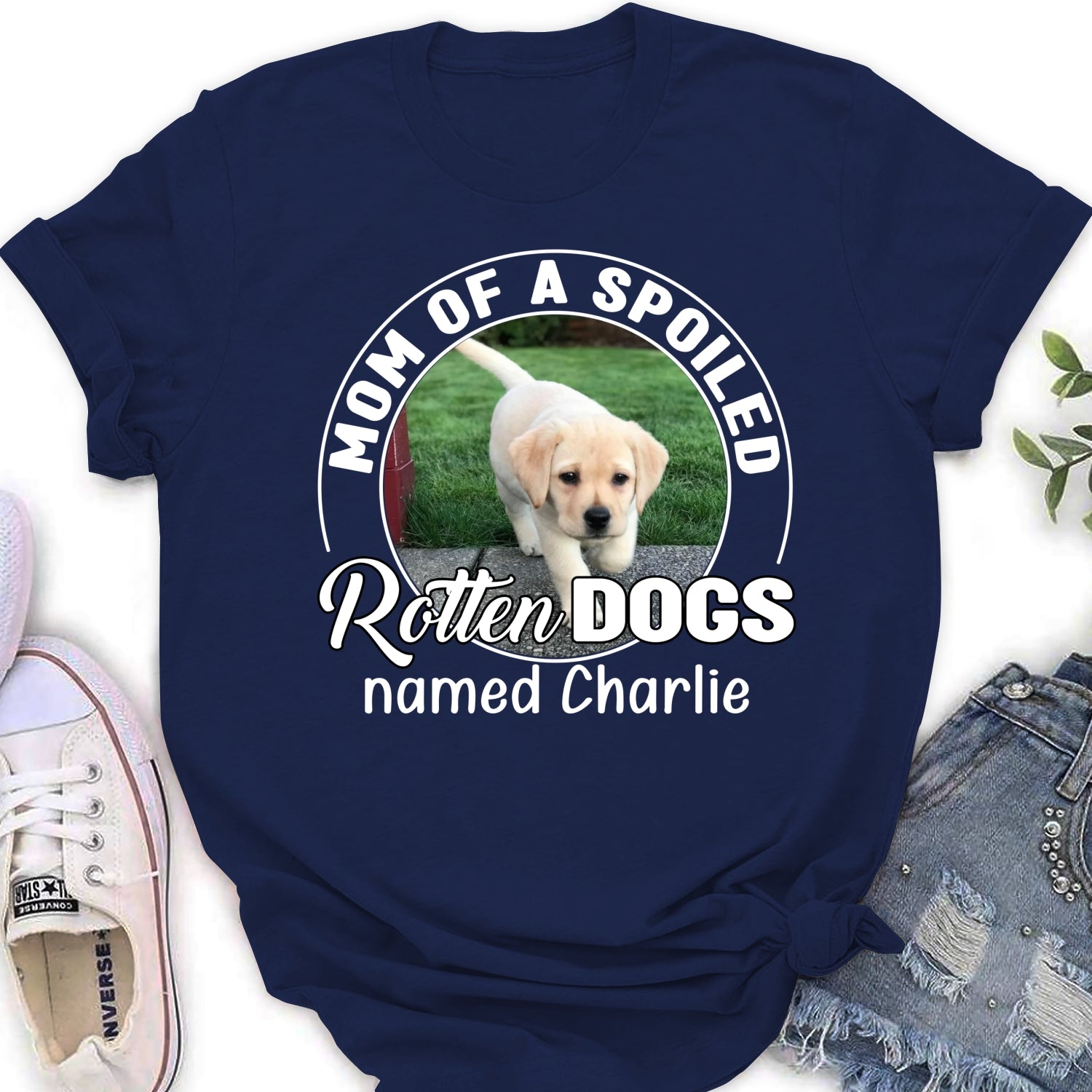 Personalized Spoiled Rotten Dog Chibi Cartoon Photo Women's T-Shirt - Ideal Gift for Pet Lovers