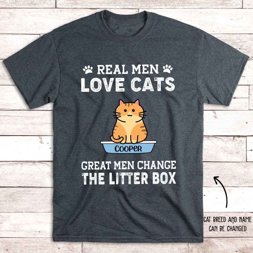 Customizable Real Men Love Cats Unisex T - shirt: Ideal Gift for Pet Enthusiasts