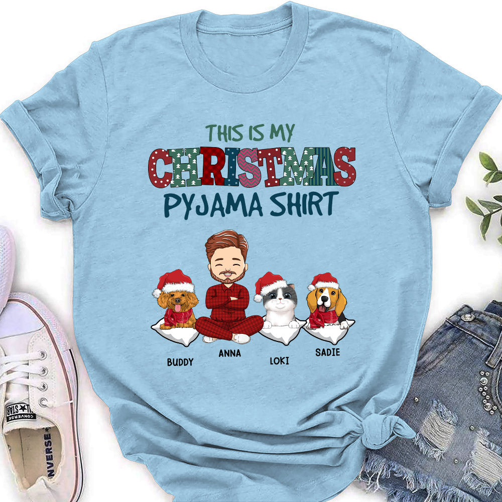 Personalized Pets Christmas Pawjama Women's T - shirt: Ideal Gift for Pet Lovers