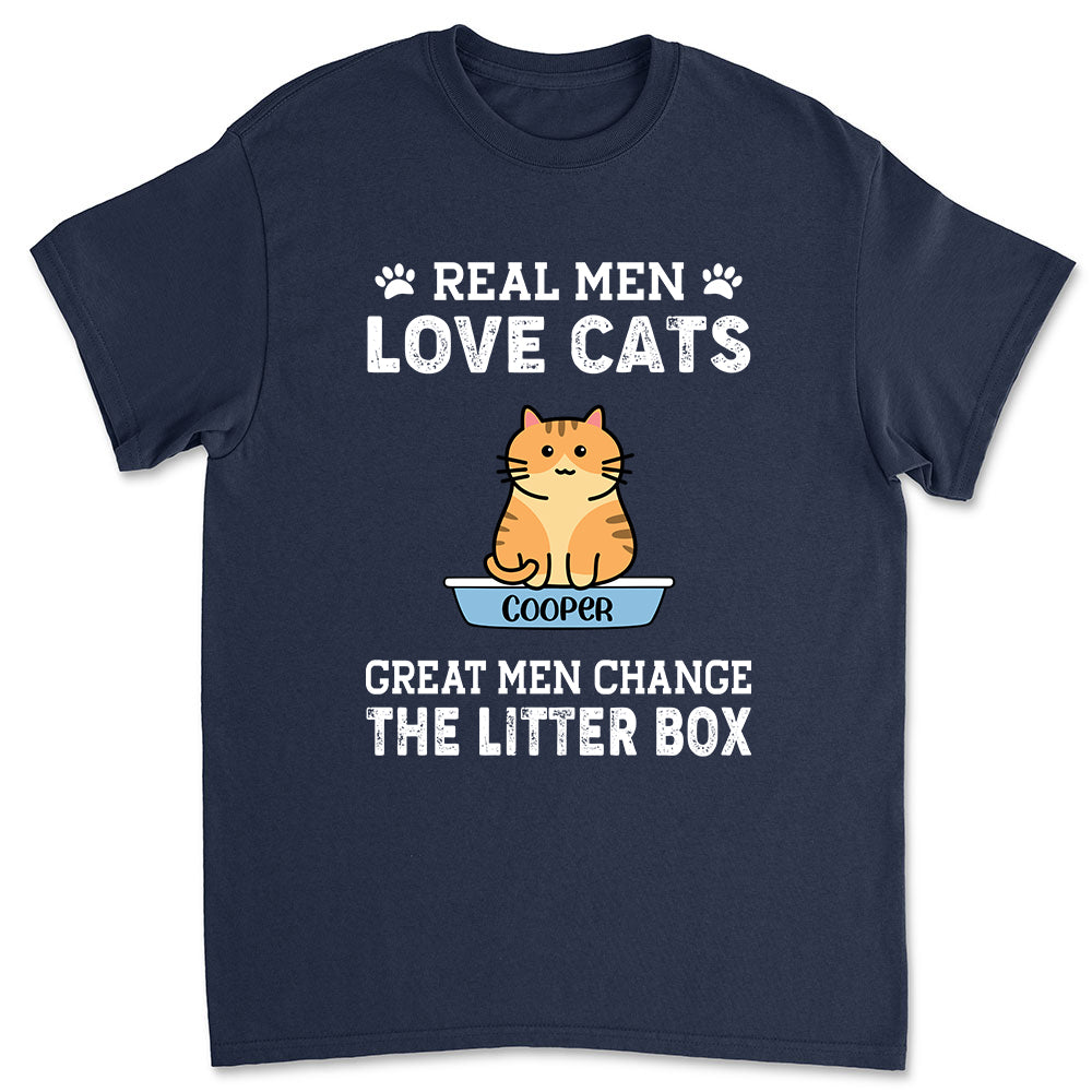 Customizable Real Men Love Cats Unisex T - shirt: Ideal Gift for Pet Enthusiasts