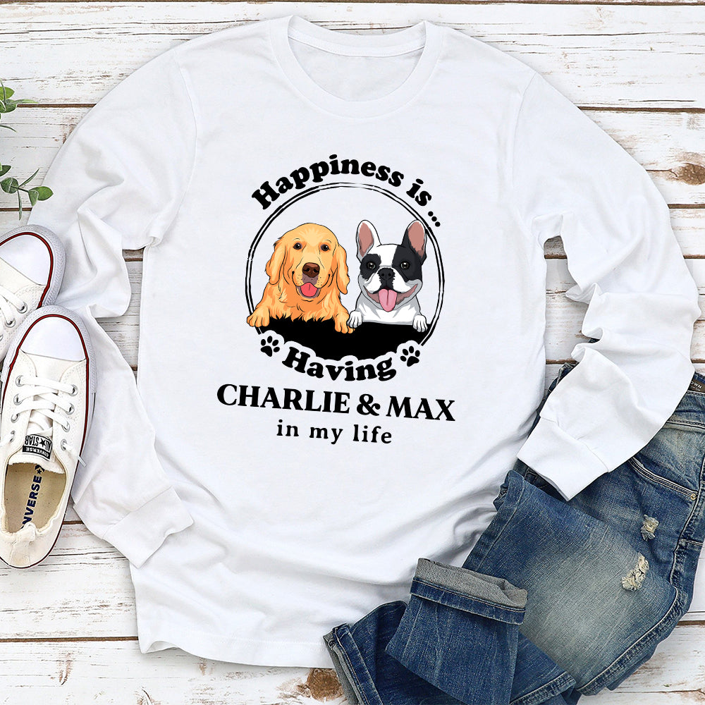 Personalized Custom Happiness Long Sleeve T-shirt for Pet Lovers