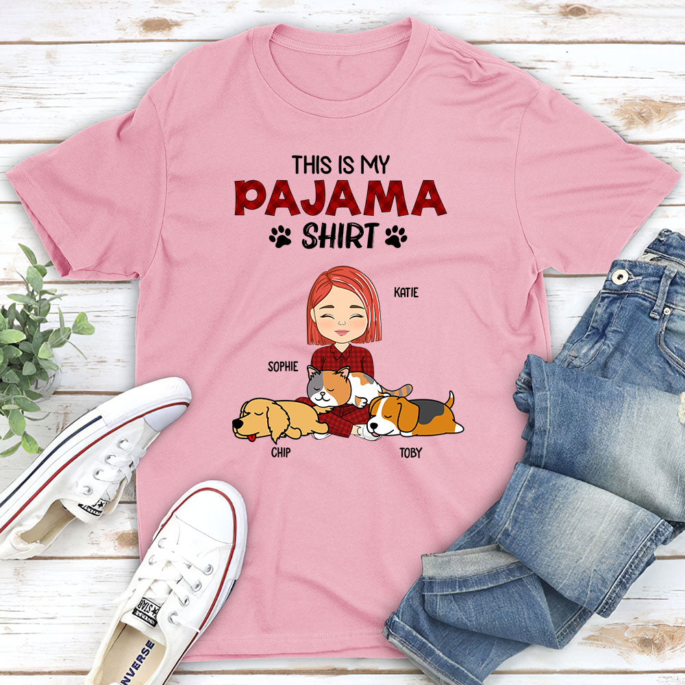 Personalized Custom Unisex Sleeping Pet Pajama T-shirt - Ideal Gift for Pet Lovers