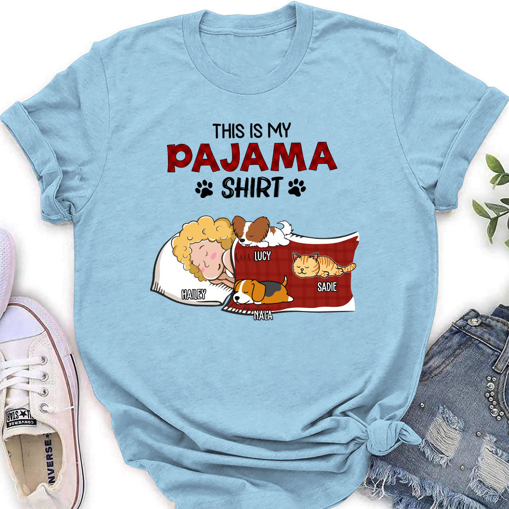 Personalized Custom Women's Sleeping Pet Pajama T-shirt - Ideal Gift for Pet Lovers