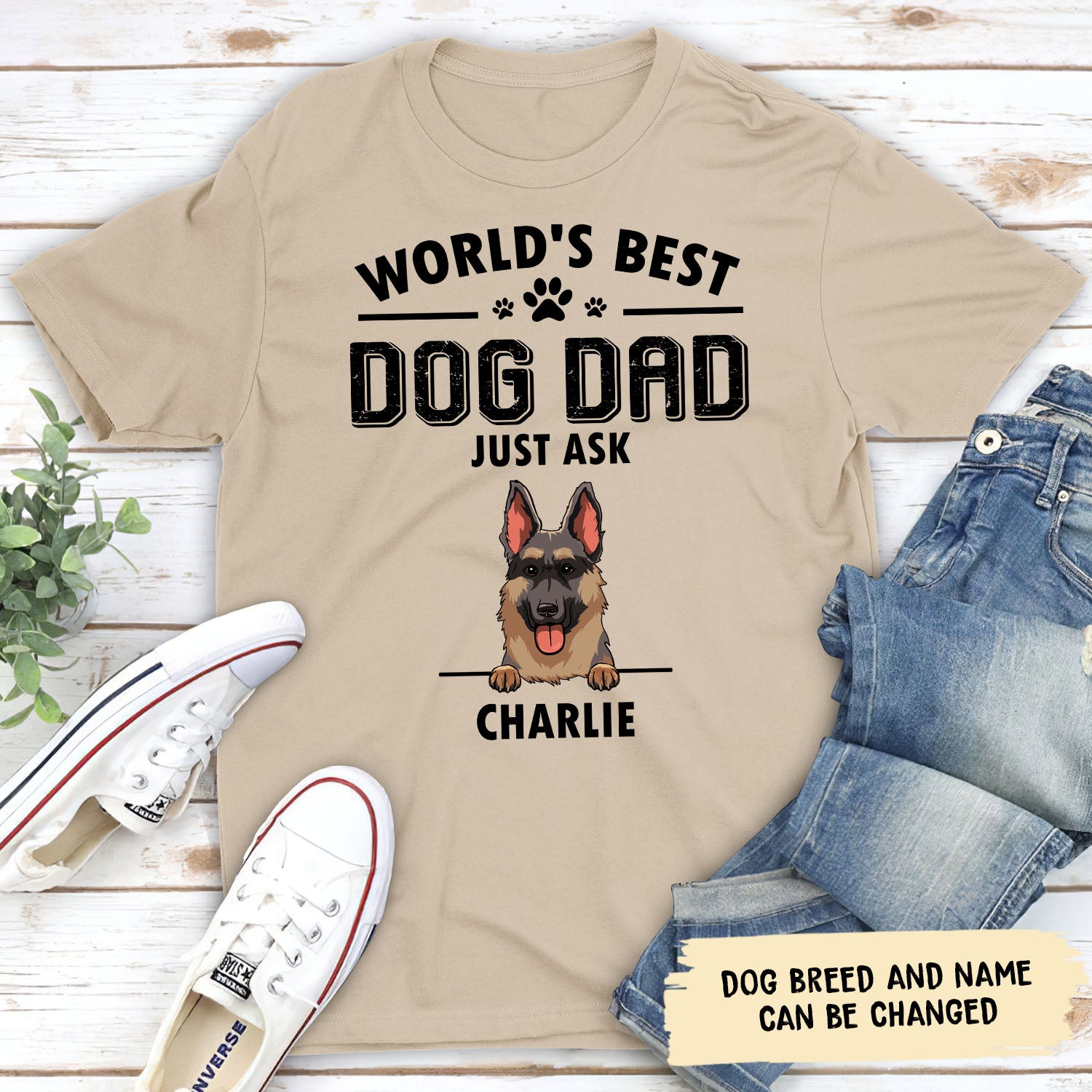 Personalized Custom Unisex T-shirt: World's Best Dog Dad Edition