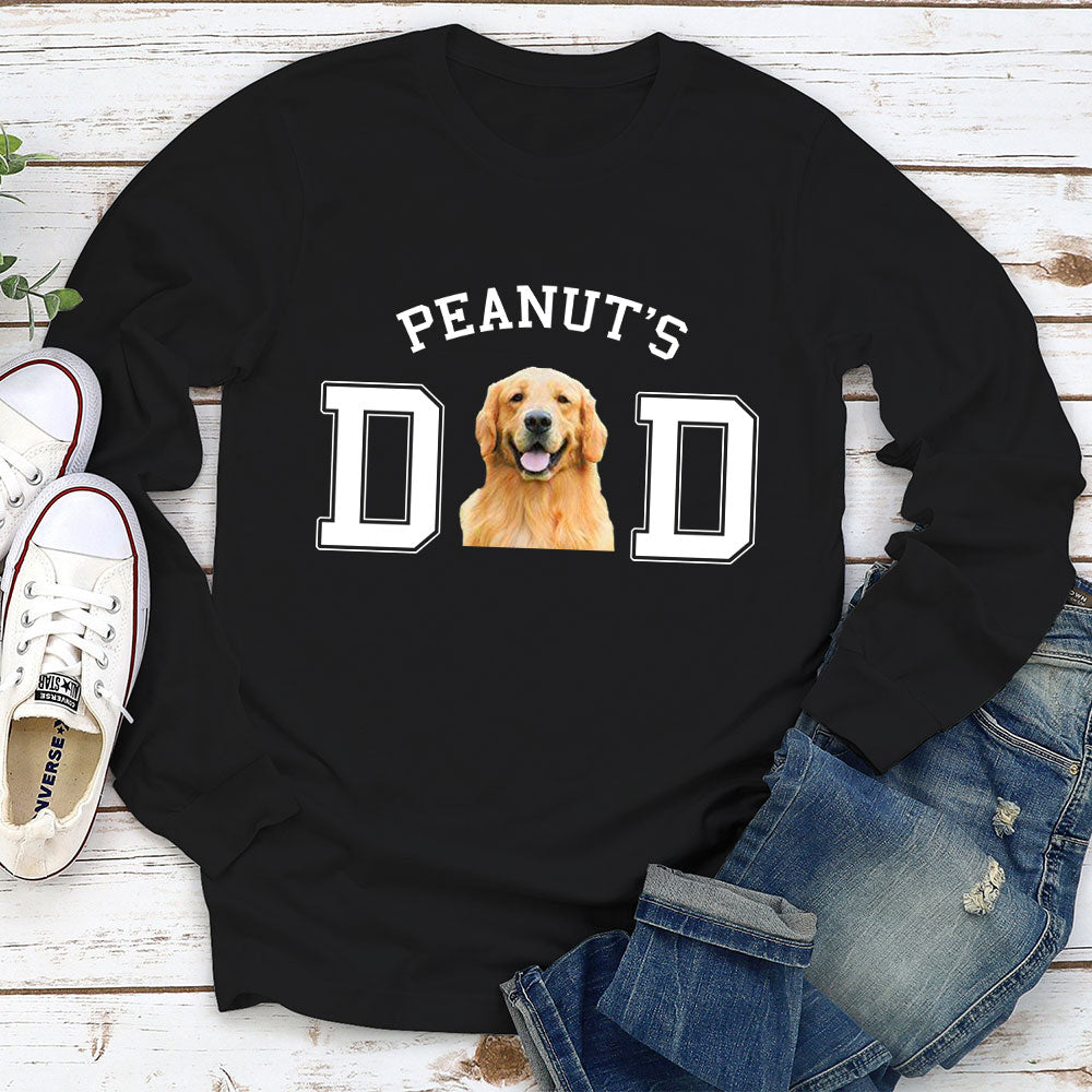 Personalized Custom Long Sleeve T-shirt with Dad/Mom Basic Photo - Ideal Gift for Pet Lovers