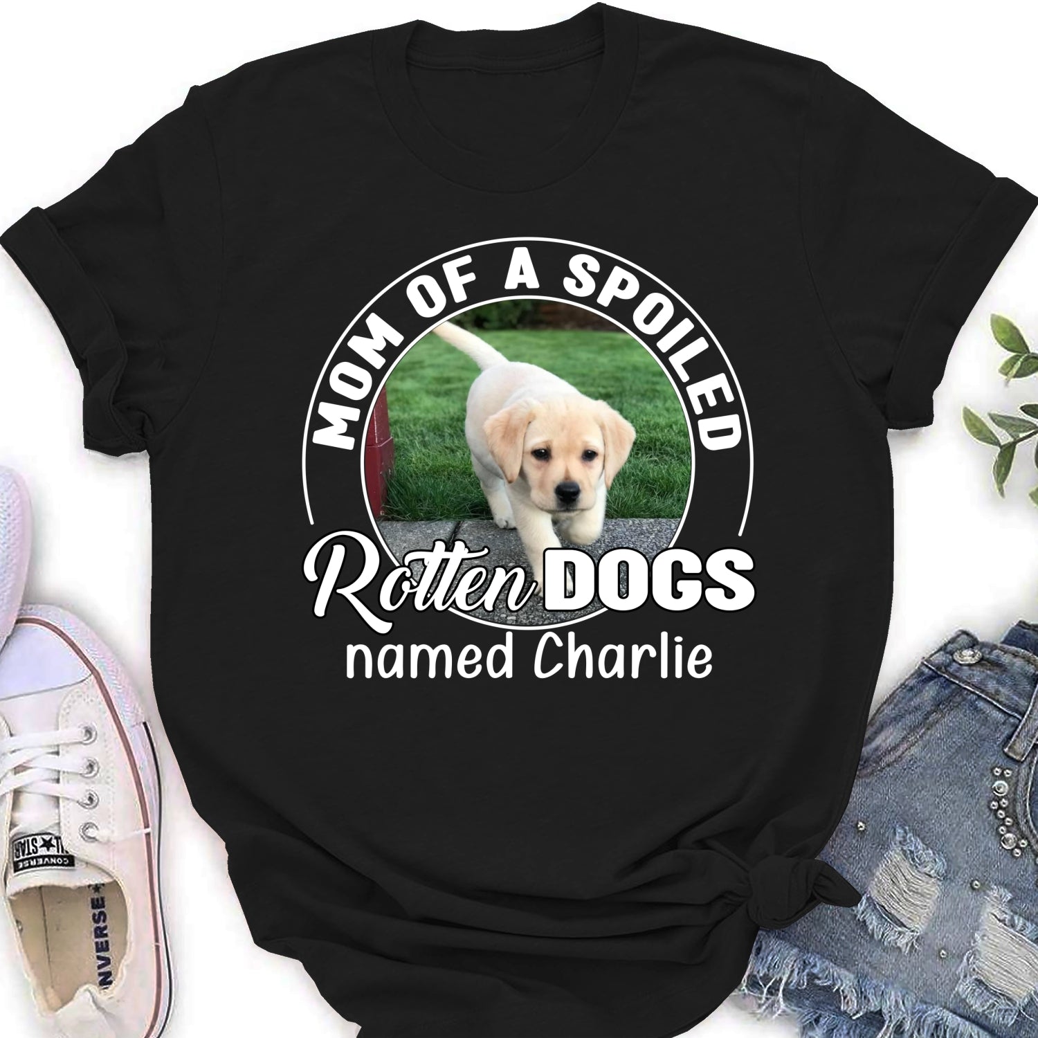 Personalized Spoiled Rotten Dog Chibi Cartoon Photo Women's T-Shirt - Ideal Gift for Pet Lovers