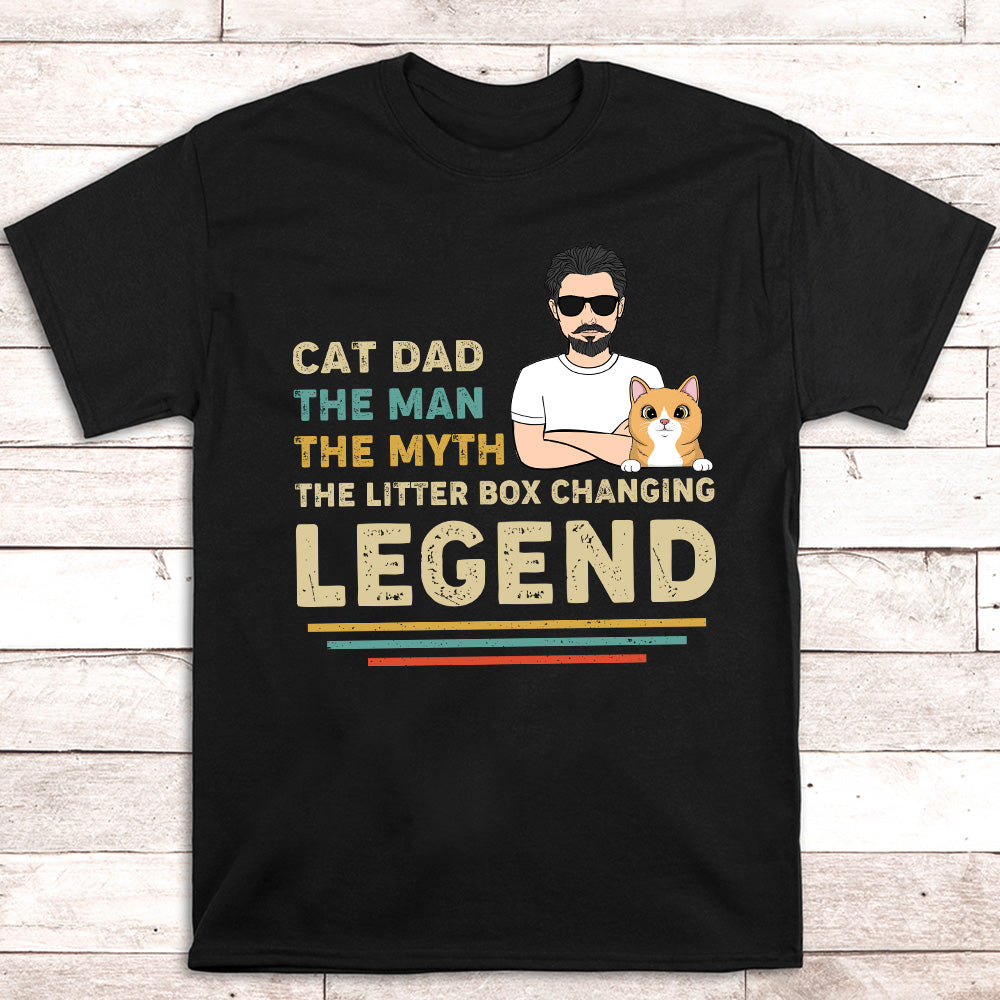 Cat Dad Legend Personalized Custom Unisex Cotton T-shirt - Ideal Gift for Pet Lovers
