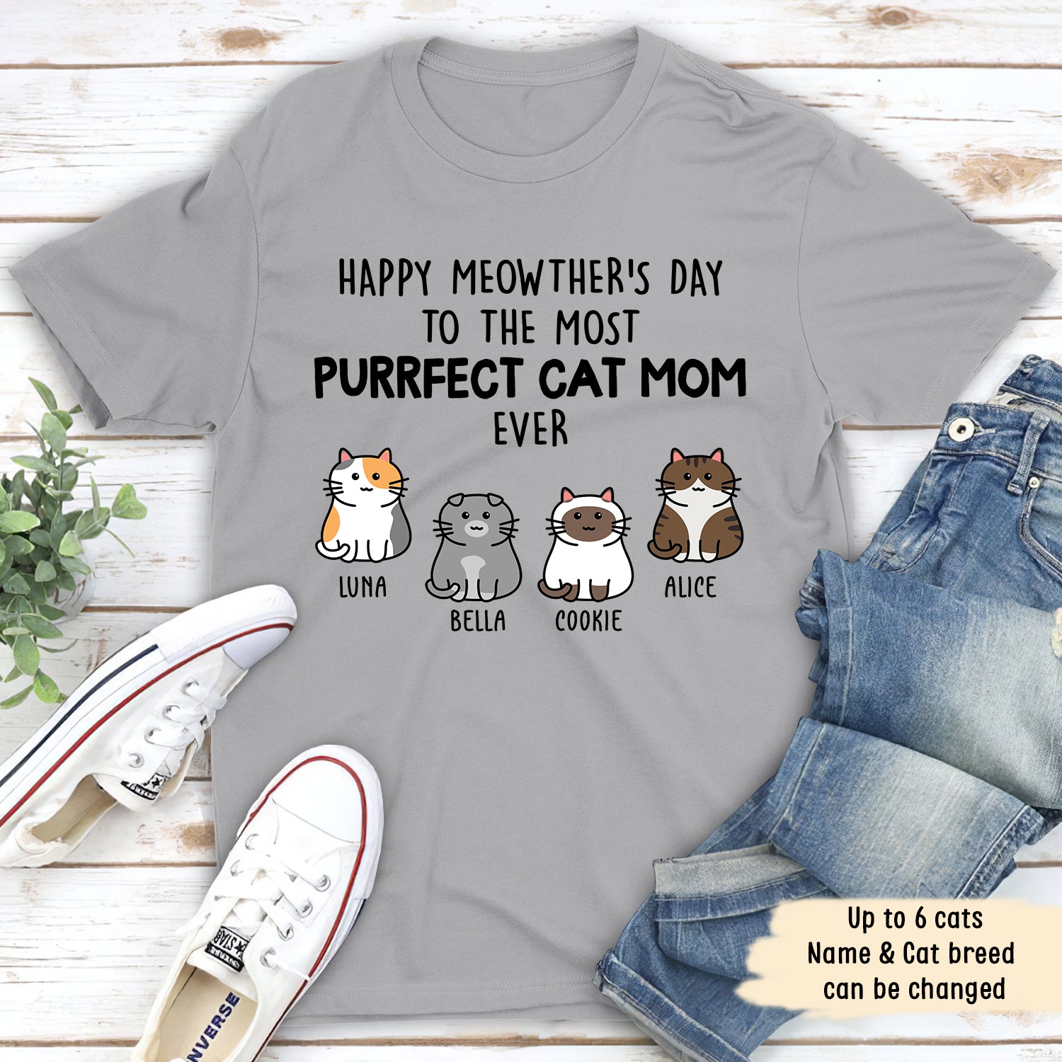 Exquisite Personalized Premium T-shirt for Cat Moms - Purrfect Gift