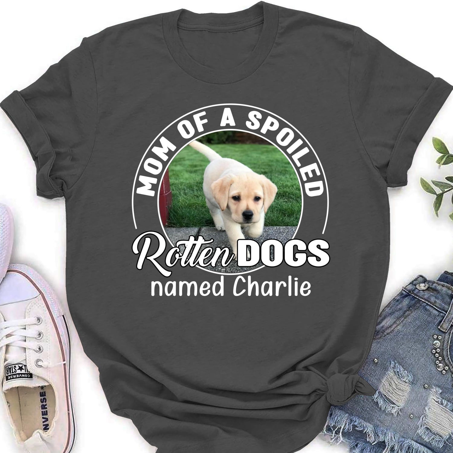 Personalized Spoiled Rotten Dog Chibi Cartoon Photo Women's T-Shirt - Ideal Gift for Pet Lovers