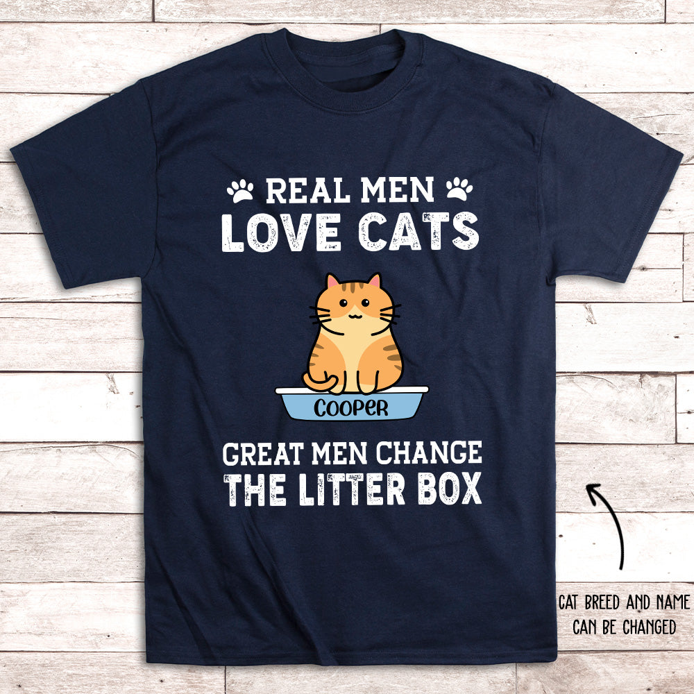 Customizable Real Men Love Cats Unisex T - shirt: Ideal Gift for Pet Enthusiasts