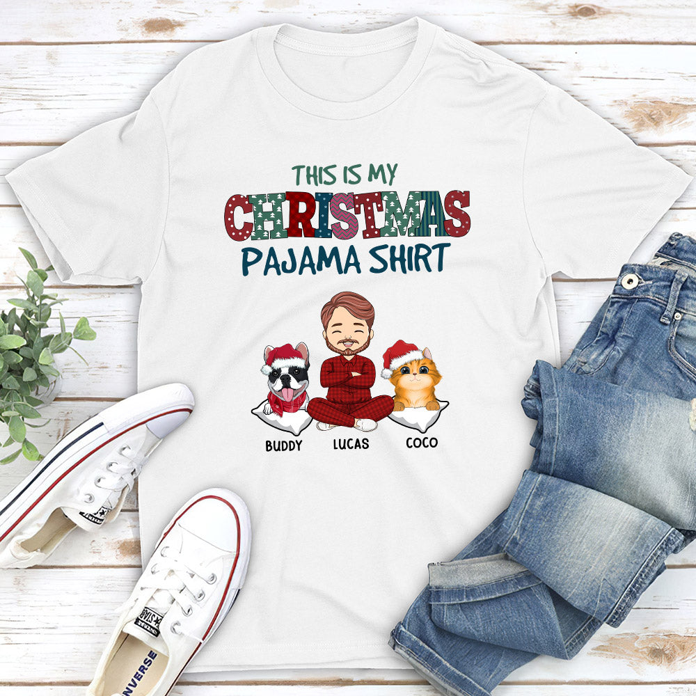 Personalized Premium Pets Christmas Pajama T-shirt - Ideal Gift for Pet Lovers