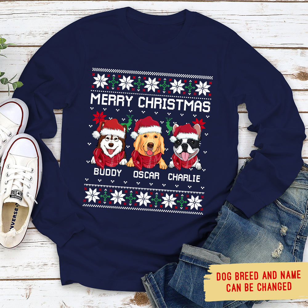 Christmas Personalized Custom Long Sleeve T - shirt for Pet Lovers