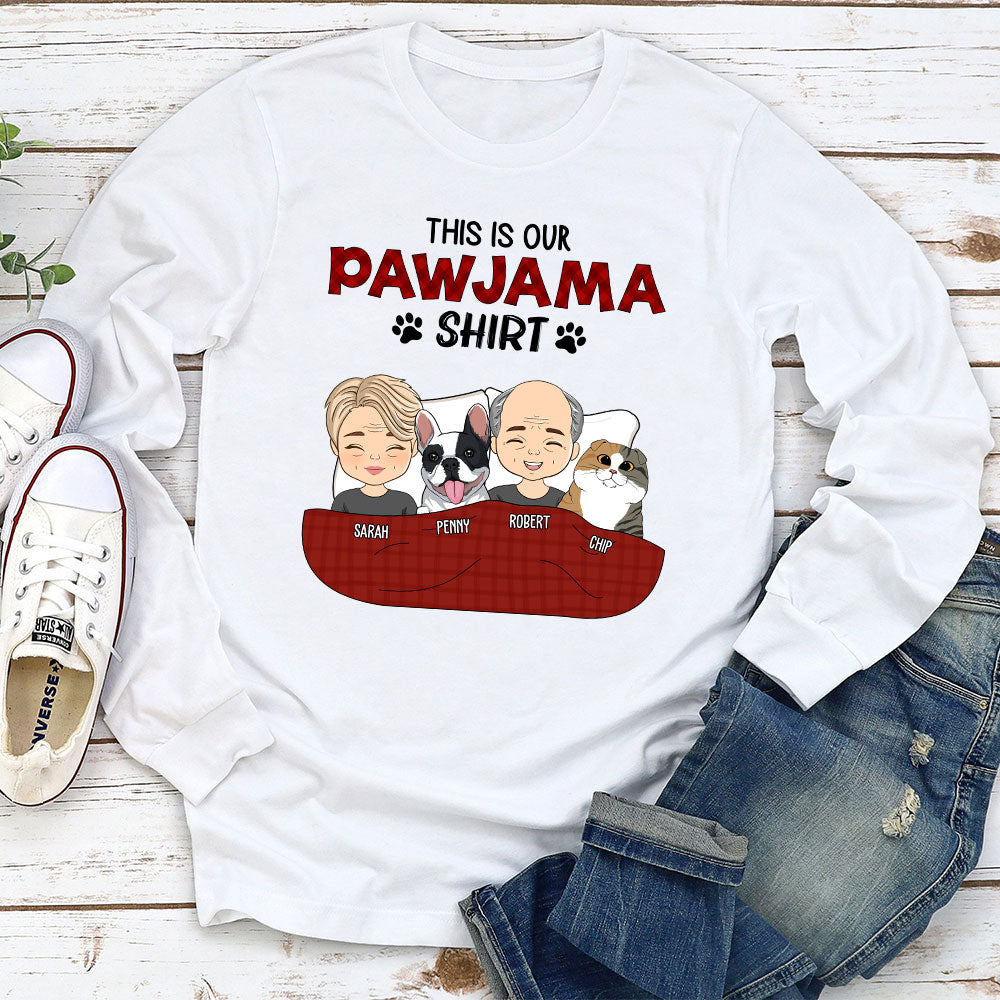 Customizable Pawjama Couple Long Sleeve T - Shirt for Pet Lovers