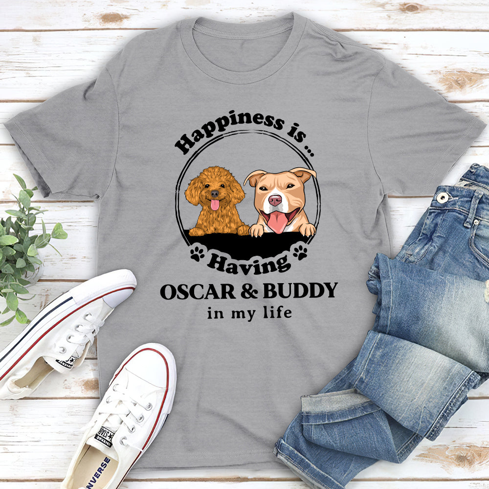 Personalized Custom Premium 'Happiness Is' T-shirt for Pet Lovers