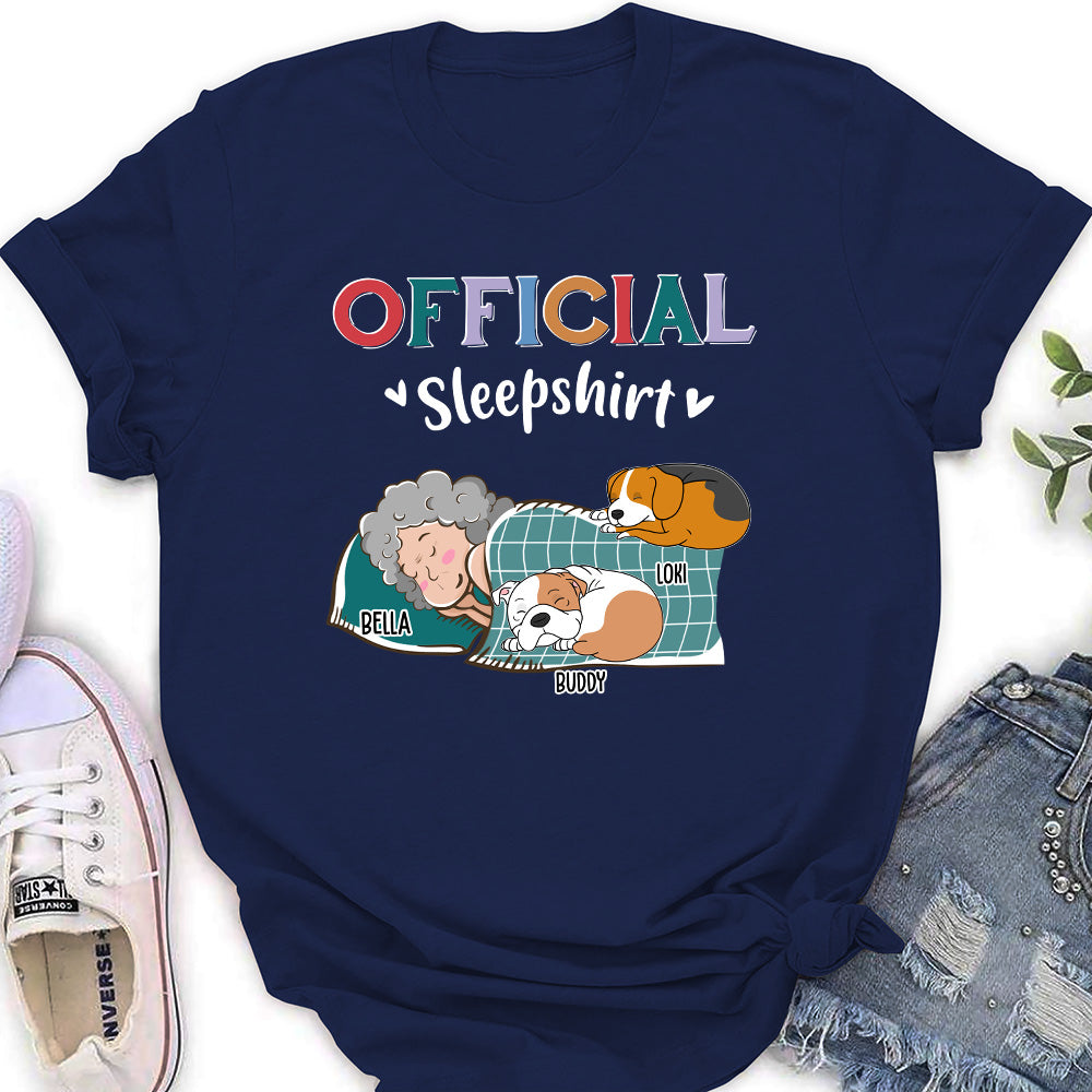 Personalized Dog Curled Up Sleepshirt - Custom Women's T-shirt for Pet Lovers