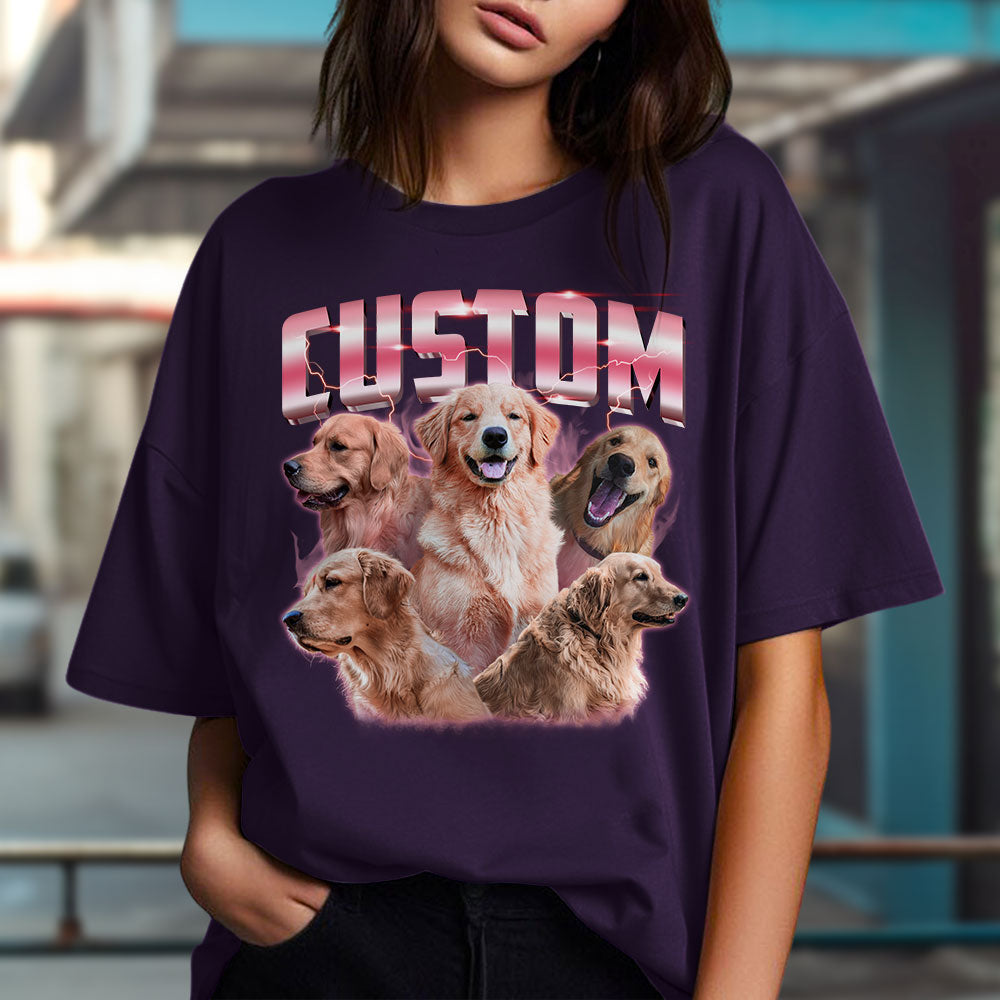 Custom Vintage Pet Face Personalized Unisex T-shirt - Version 1