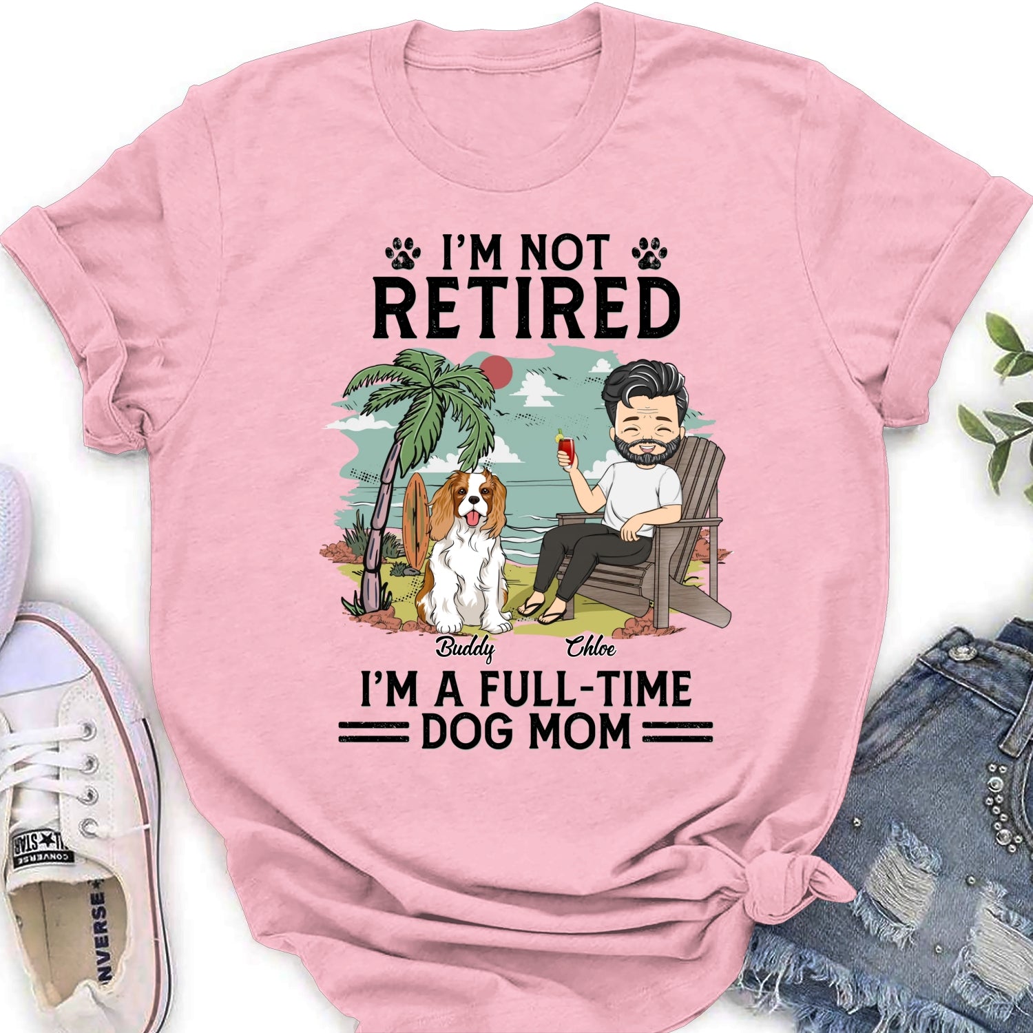 Personalized Full - Time Dog Mom Women's T - Shirt: Ideal Gift for Pet Lovers