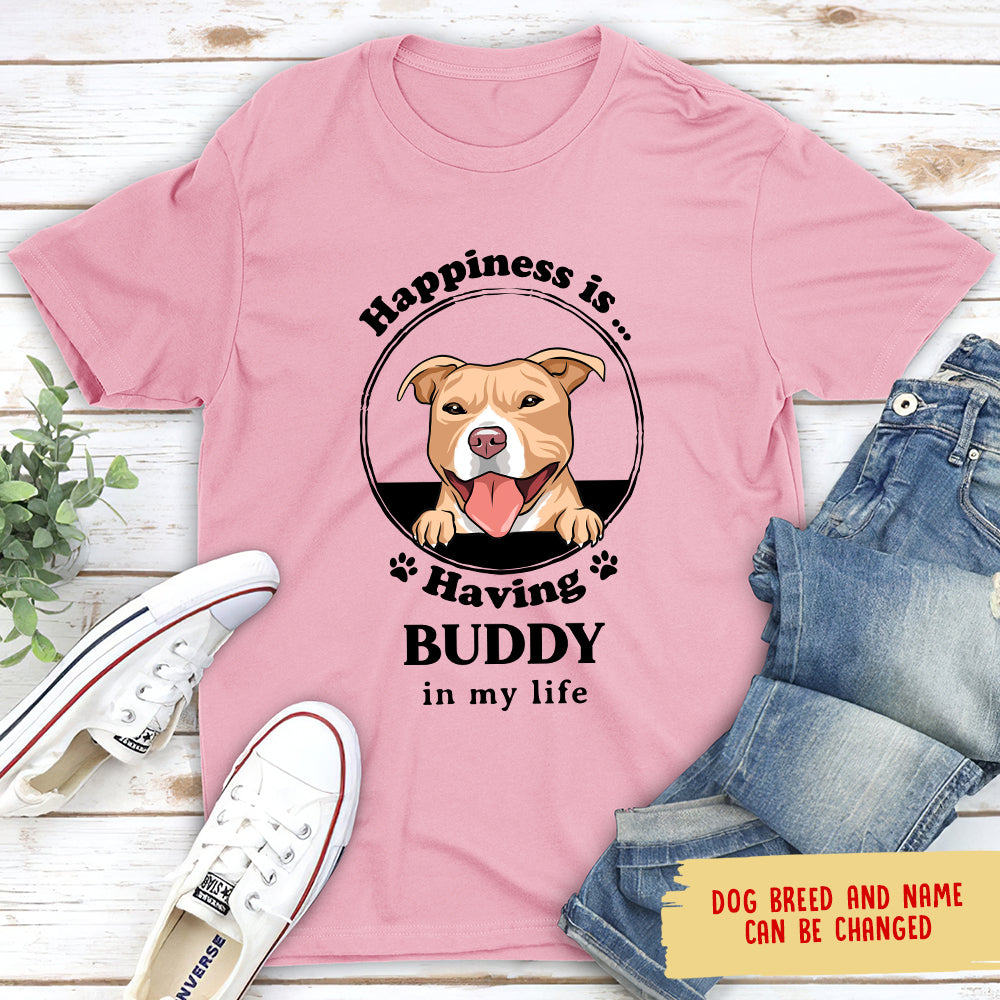 Personalized Custom Premium 'Happiness Is' T-shirt for Pet Lovers